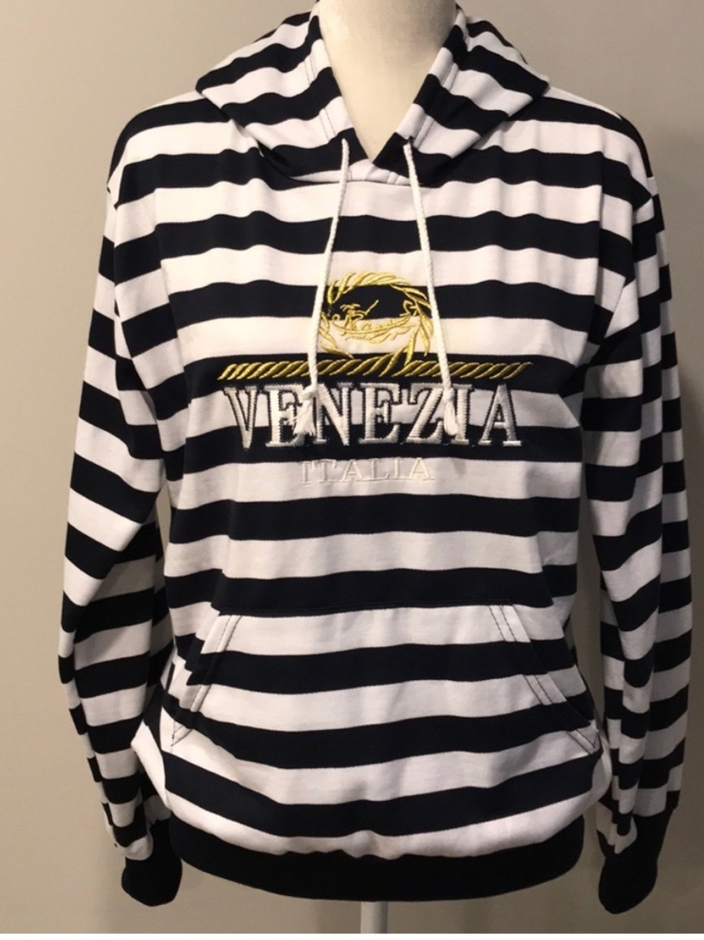 ⭐️ Star Venezia Italia Striped Hooded Sweatshirt L